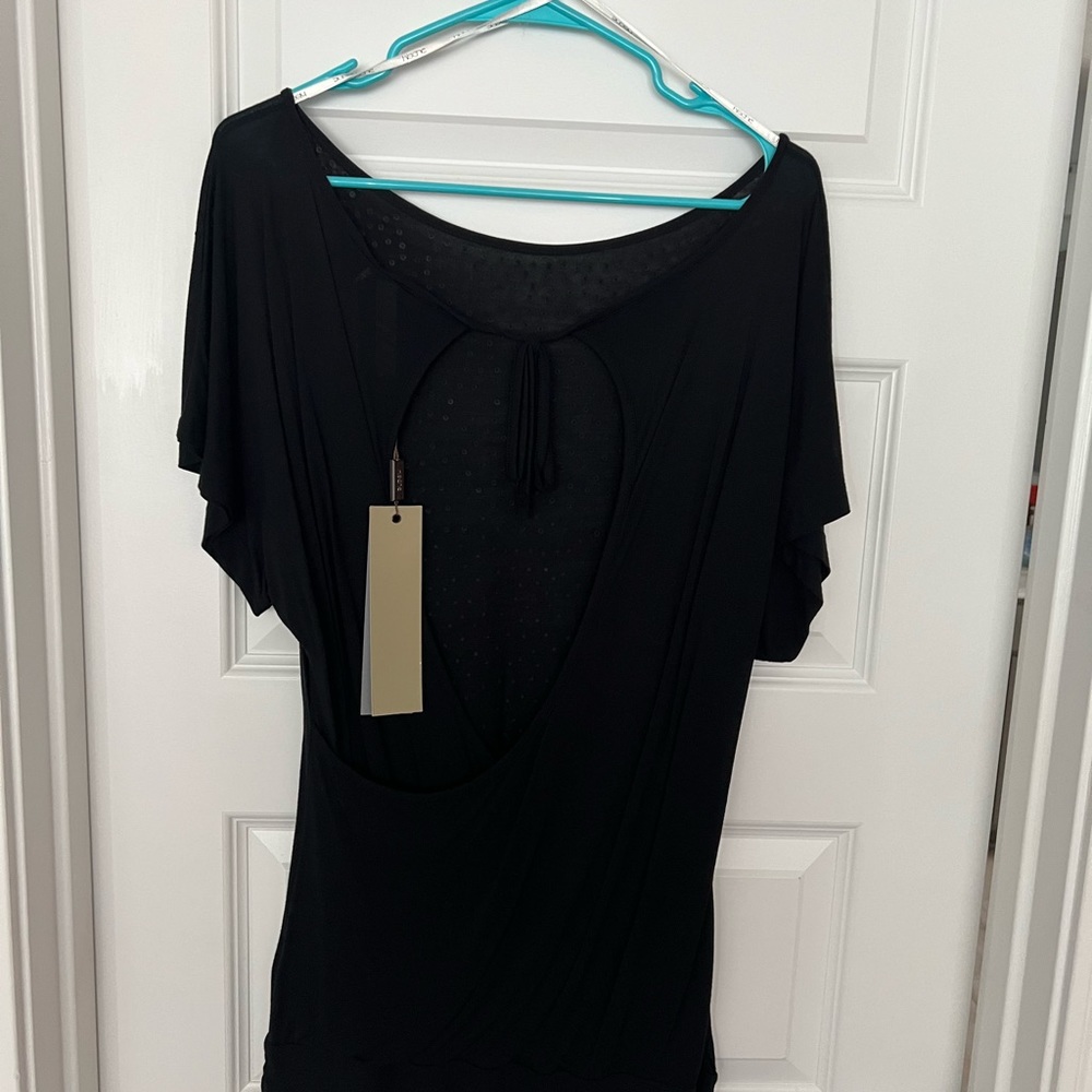 Black open back top